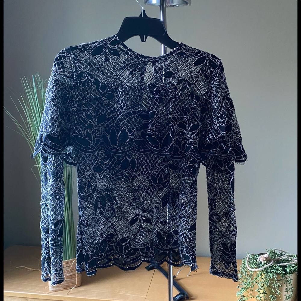 Zara shimmering ruffled top